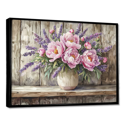 Dondrea pivoines et lavande Bouquet I - pivoines, art mural
