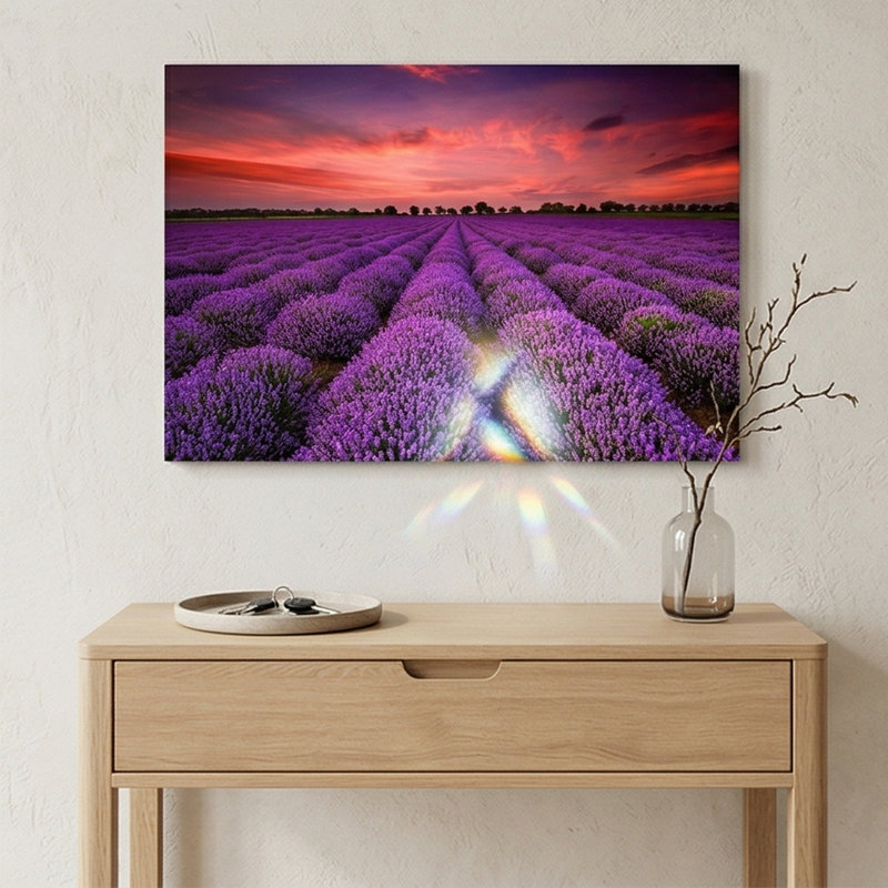 «Lavender Sunset», impression sur verre