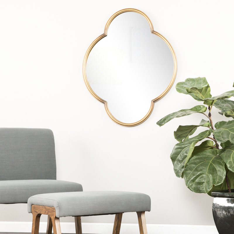 Miroir doré et doré | Lavabo rond rond à pi