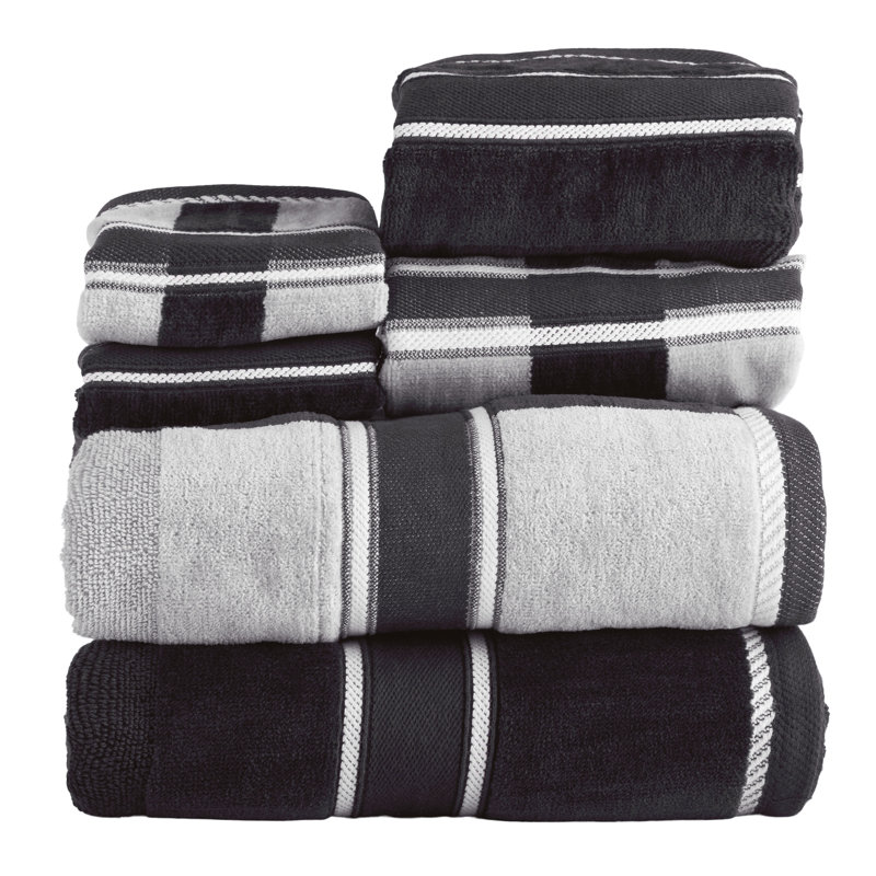 Ensemble de 6 serviettes de bain complètes au fini velours gris anthracite
