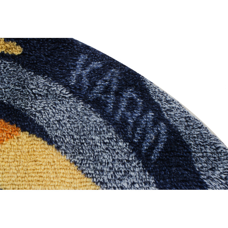 Scandinavian Hand Knotted Wool Abstract Area Rug, Rectangle 13' x 19'
