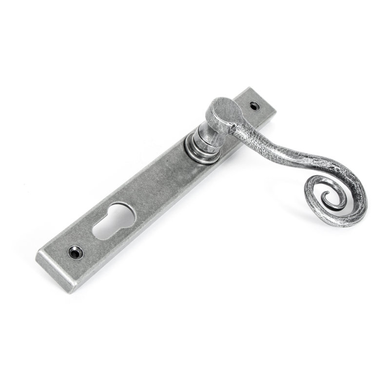 Monkeytail Lock Left Hand Door Handle, Left, Pewter Patina