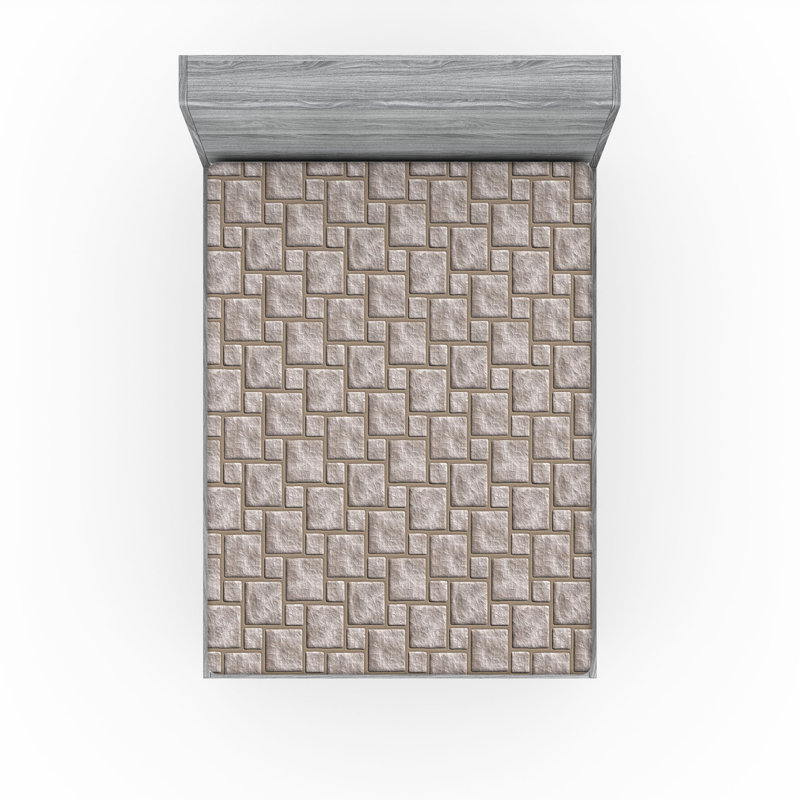 Drap-housse Ambesonne, Drap-housse très grand californien, Taupe chaud, brun clair foncé / géométrique