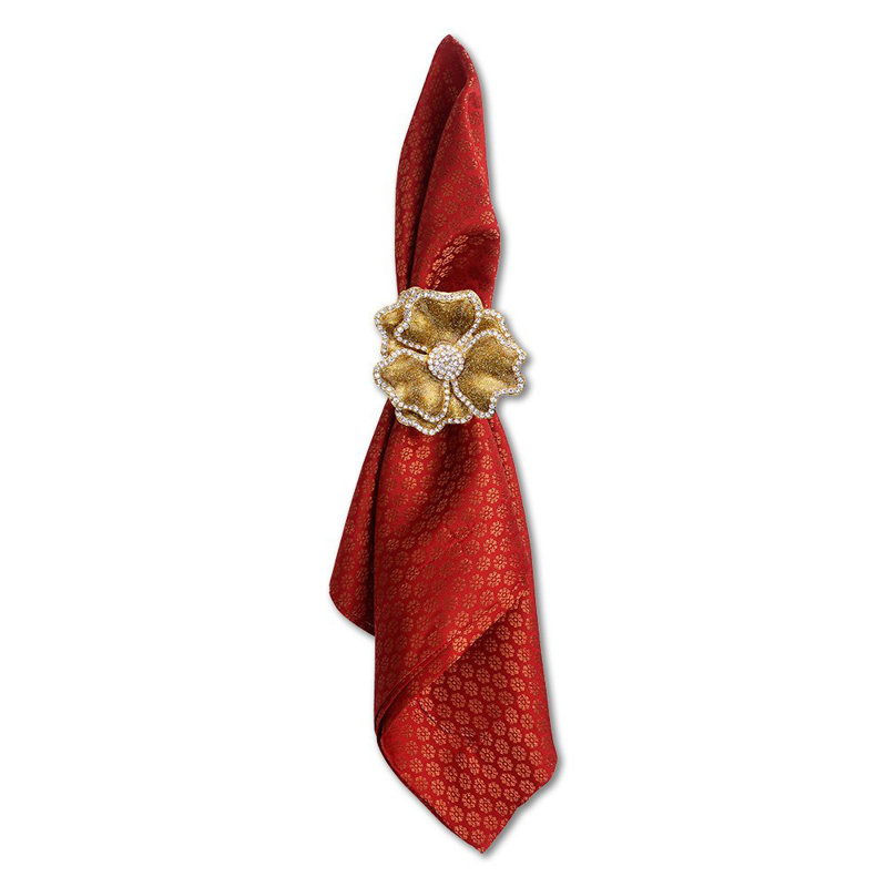Crystal Flower Napkin Ring, Gold