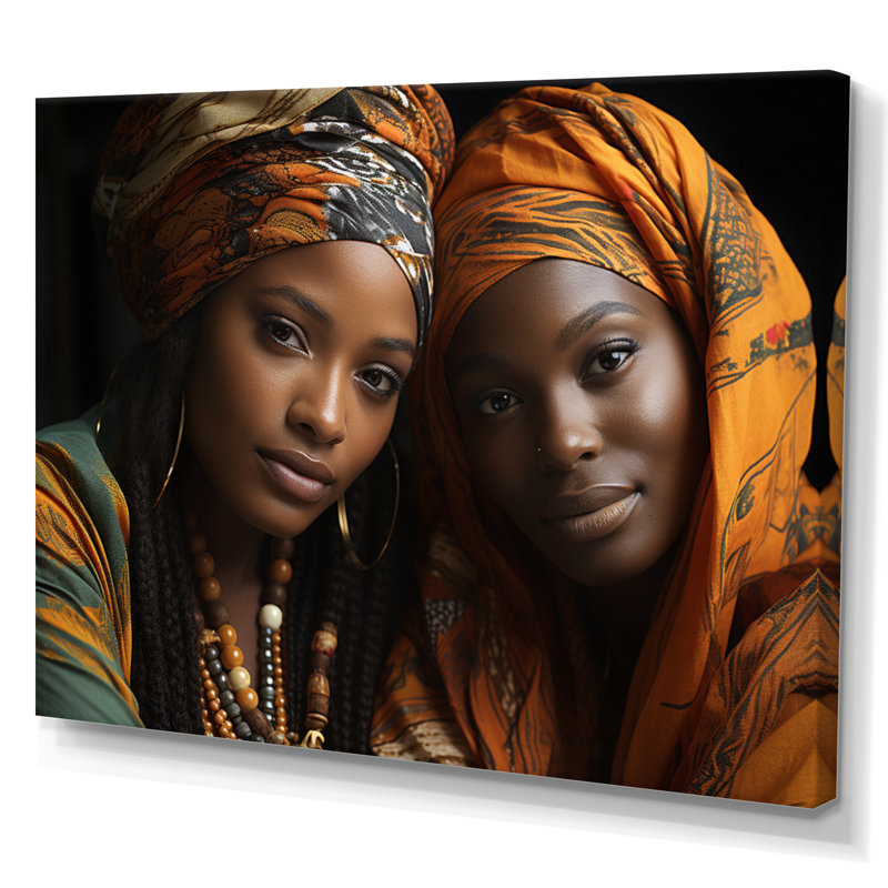 World Cultures Sœurs II sur toile, H 16 po x l 32 po x P 1 po, Toile tendue