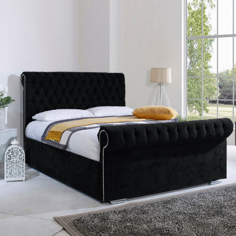 Fancy_Sleigh Bed, Double (4'6), Black