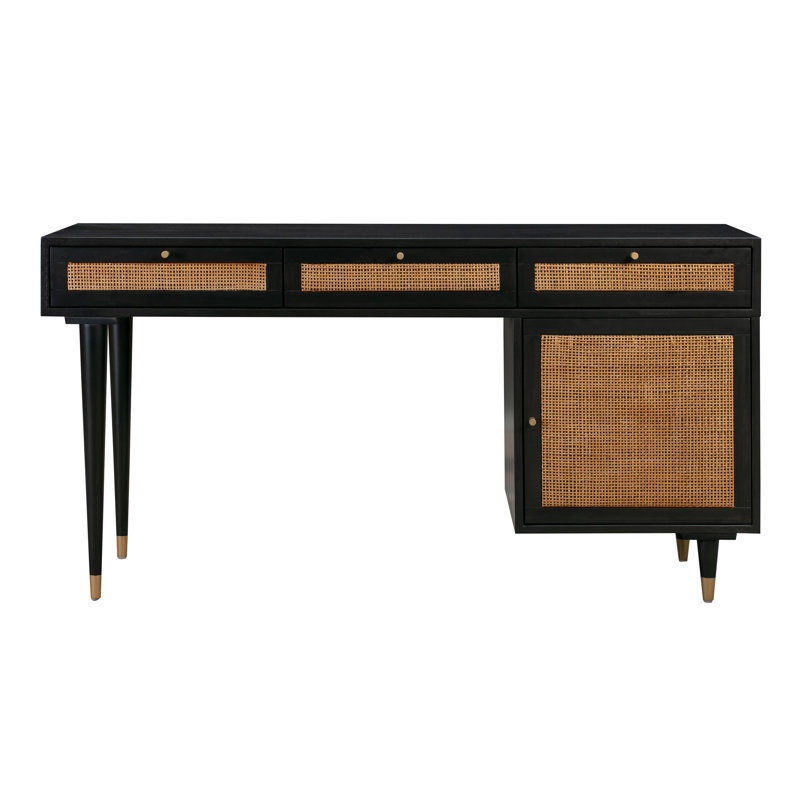 Solid Wood Top Computer Desk, Black