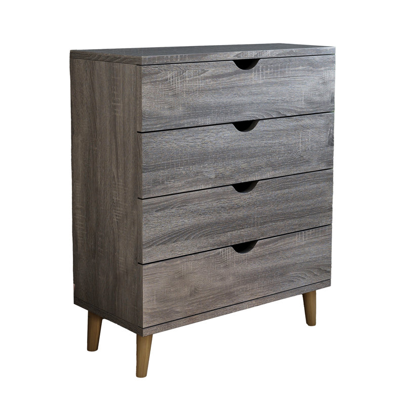 Commode contemporaine à 4 tiroirs en bois gris vieilli