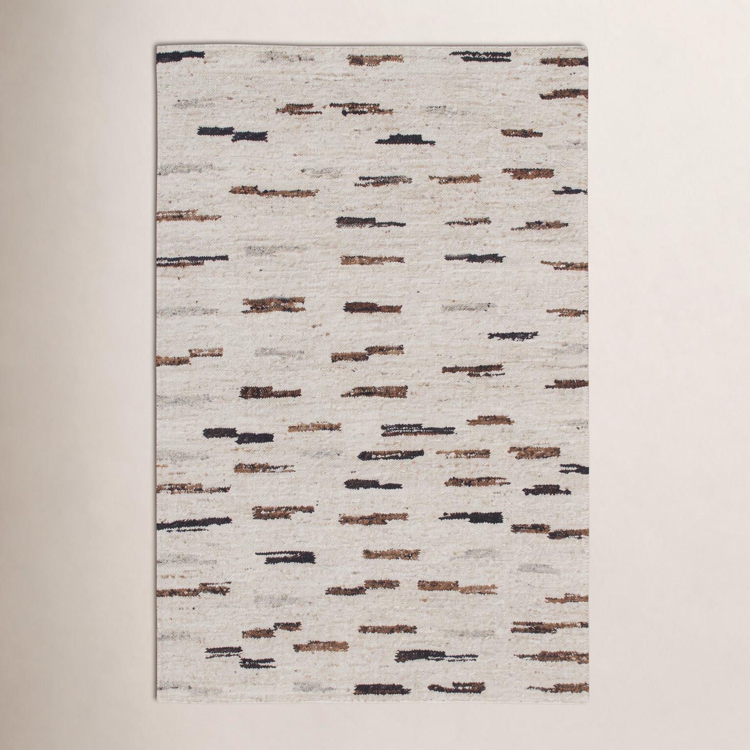 Cramerton Black Brown Beige Hand-Woven Striped Rug, Rectangle 9' x 12'