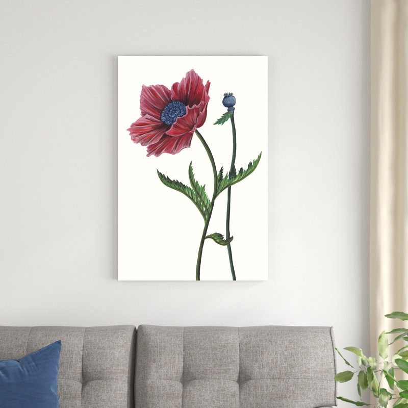 «Poppy Flower II» par Melissa Wang - peinture sur toile tendue, H 36 po x l 24 po x P 1,25 po