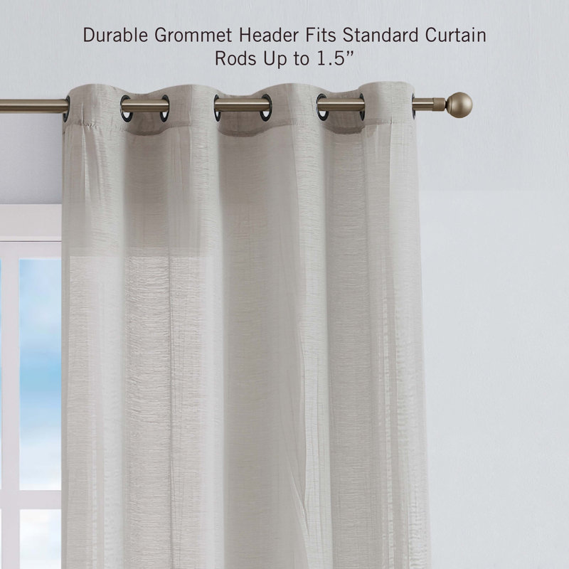 Taupe Sheer Grommet 84" x 104" Polyester Window Curtains