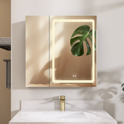 Armoire à pharmacie en aluminium imperméable anti-buée à DEL 30 po avec miroir et 4 tablettes réglables