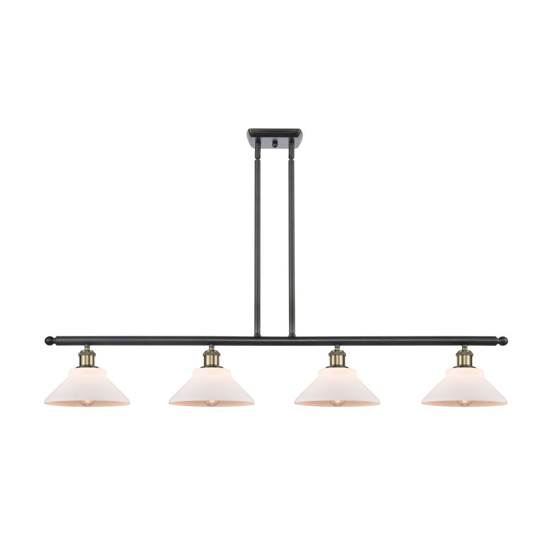 Luminaire suspendu linéaire à 4 lumières pour îlot de cuisine Newton St Loe, Ampoule non incluse, Laiton antique noir
