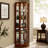 6-Shelf Display Cabinet In Oak With Adjustable Glass & Mirrored Back 6 Shelf Curio Tempered Shelves-824330794