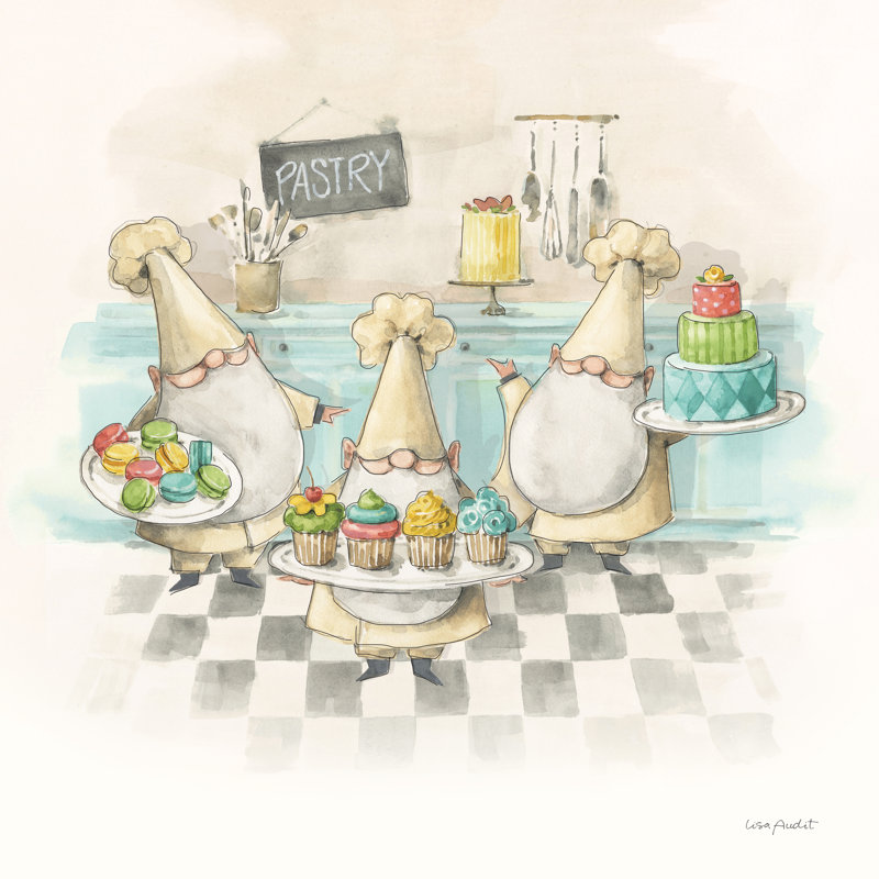Aleksanteri Everyday Gnomes VI - Pâtisserie sur toile par Lisa Audit, reproduction, H 12 po x l 12 po