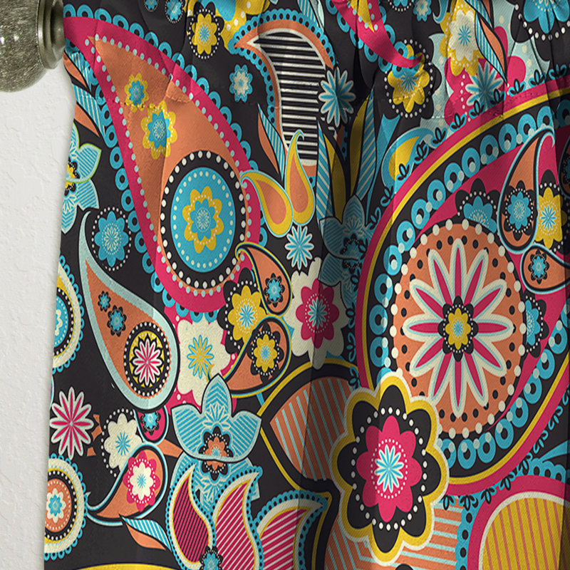 Traditional Asian Elements Paisley - Paisley Bohemian & Eclectic Blackout Curtain Single Panel, 52" W x 108" L