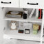 Buffet à 3 portes et 3 tiroirs, blanc, inspiré pour l'armoire de rangement pour le salon - disposition 3D, espace spacieux, fabrication précise
