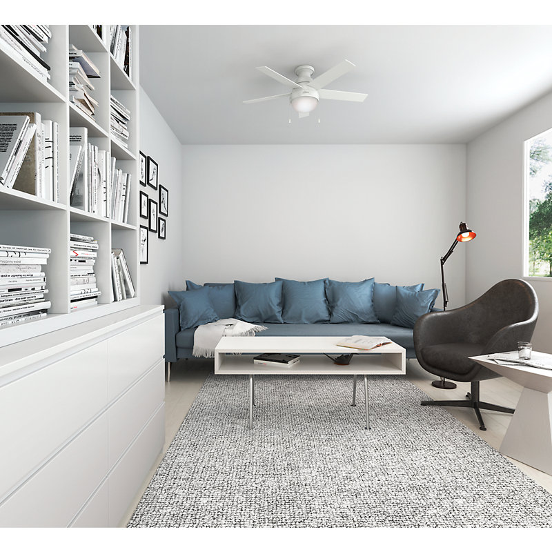 Anslee 46" Fresh White Low Profile LED Ceiling Fan with Reversible Blades
