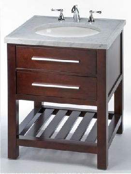 Base de meuble-lavabo de salle de bain simple 24 po seulement Priva, Cerisier foncé
