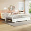 Lit plateforme avec garde-corps, structure de lit simple en bois massif, peut être converti en lit plateforme simple-1111513440