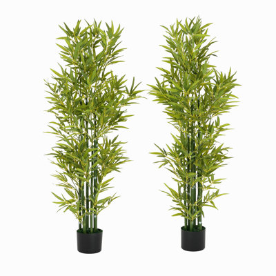 5' Artificial Bamboo With Pot, Set Of 2