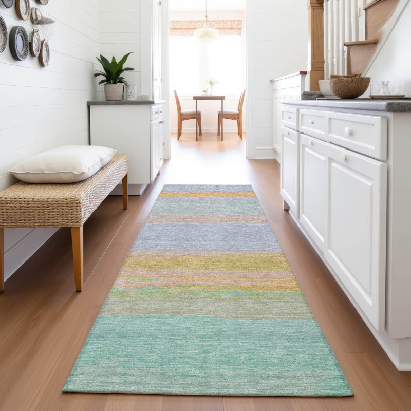 Premium Machine Washable Alijah AMF1272 Stripes Rug, Runner 2'3" x 7'6"