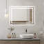 Miroir de salle de bain anti-buée à DEL à intensité variable, miroir rectangulaire rétroéclairé à fixation murale-487696890