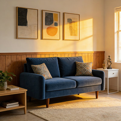 56.3" Velvet Spring-Padded Loveseat Comfort Sofas