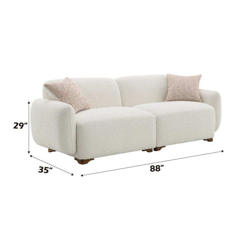 Modern Sofadarius  Boucle Sofa With 2 Toss Pillows