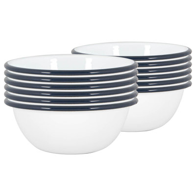 Argon Tableware - White Enamel Bowls - 16cm - Set of 12