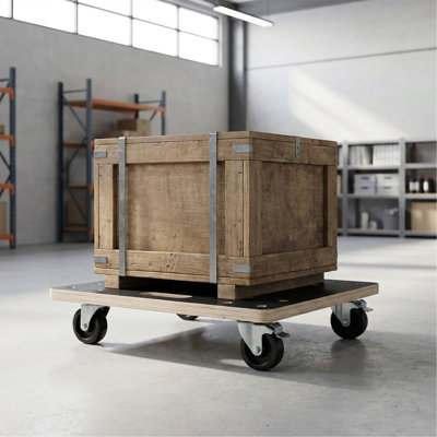 Furniture Moving Wooden Dolly with 4 PP Wheels (2 with Brakes), 22-1/2x11-3/8 Inch, Heavy Duty Rolling Mover Supports Up to 1320 Lbs for Piano, Couch,