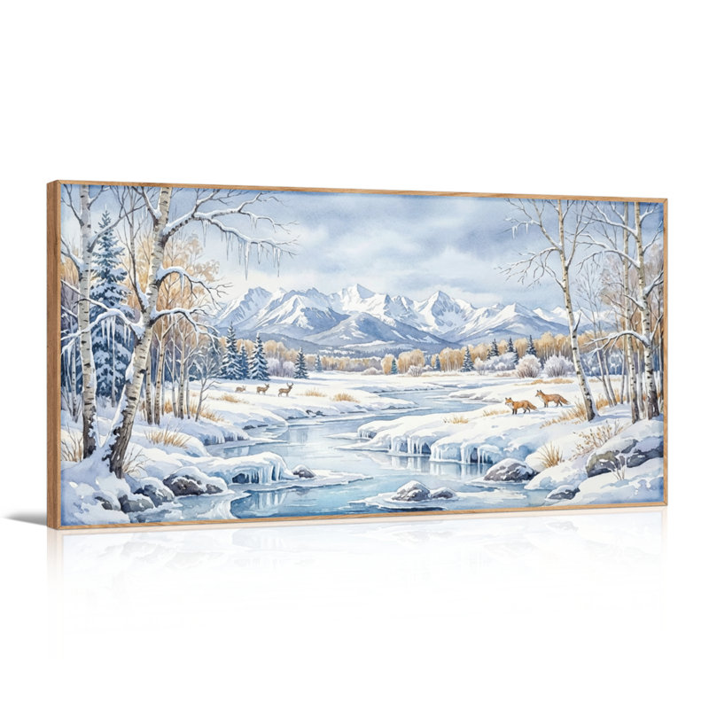 Paysage d'hiver, ensemble de reproductions de peintures à l'huile sur toile encadrées de 1 48 po x 24 po, 48 x 24 pouces