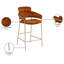 Tabouret de comptoir en velours beige Yara-75000049