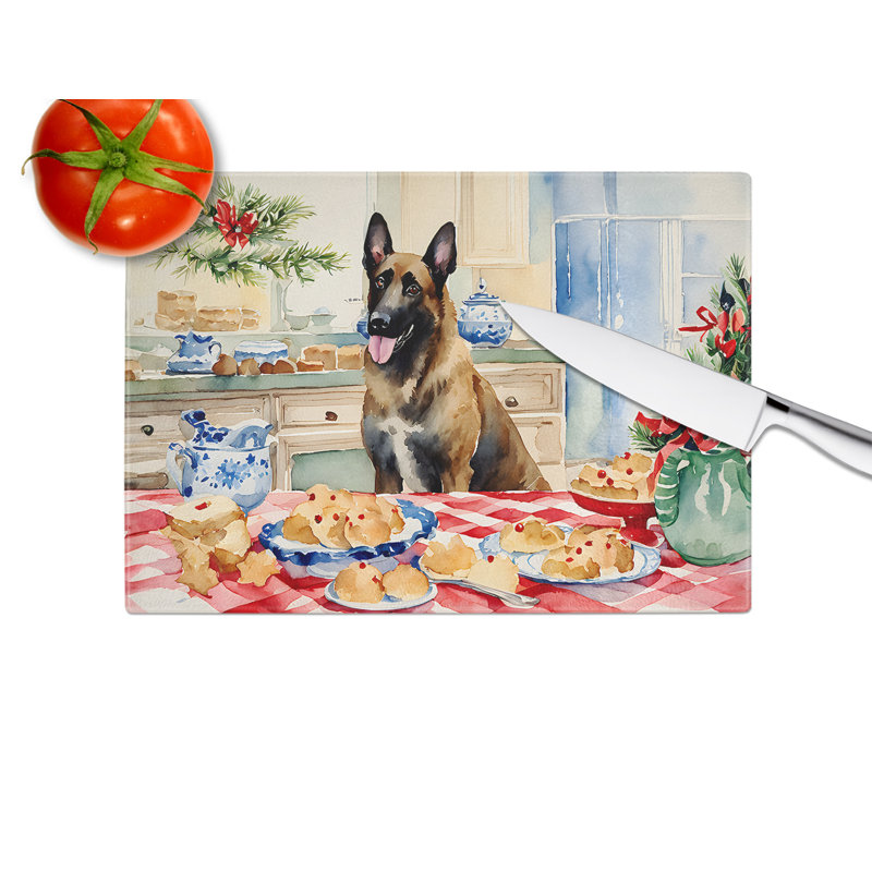 Planche à découper en verre pour biscuits de Noël belges Malinois