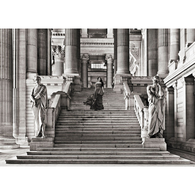 3AP6115 Dame À L'escalier (BW) by Haute Photo Collection - Wrapped Canvas Art Prints, 70cm H x 100cm W x 4cm D