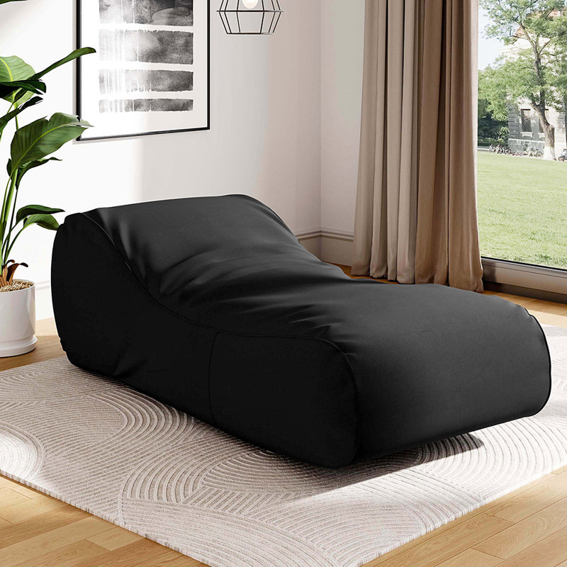 180 cm Linen Blend Bean Bag Chair, Black