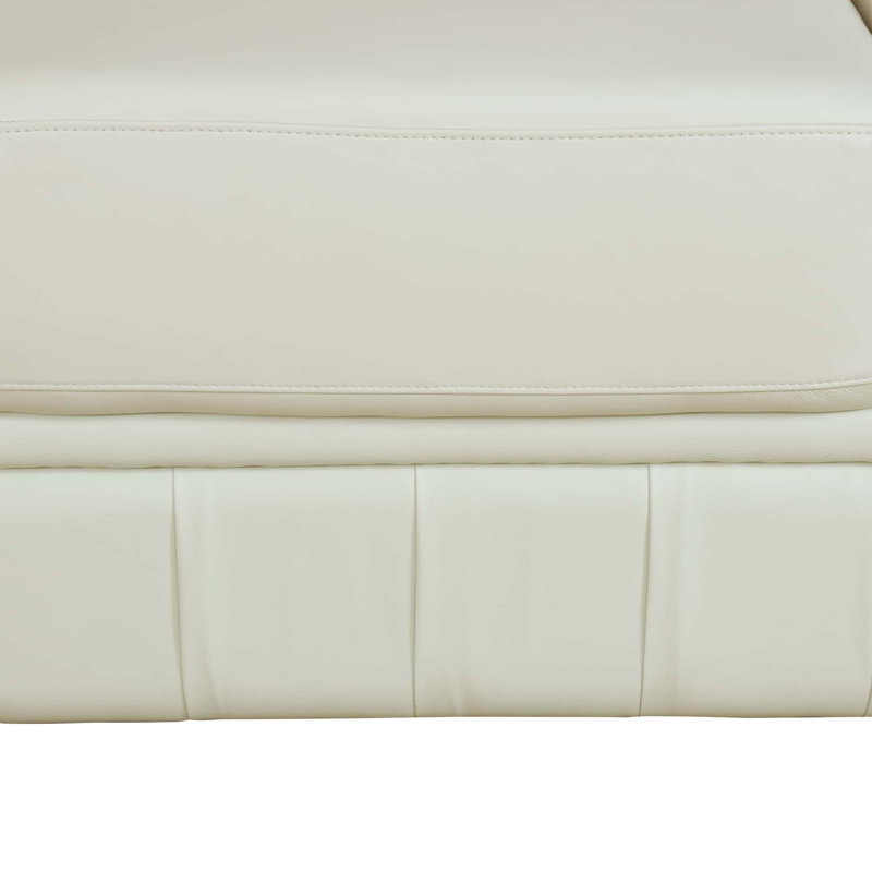 3-Piece 138”W Handcrafted Cow Top Grain Leather 3-Piece Chesterfield Sectional , Left Hand Facing, White
