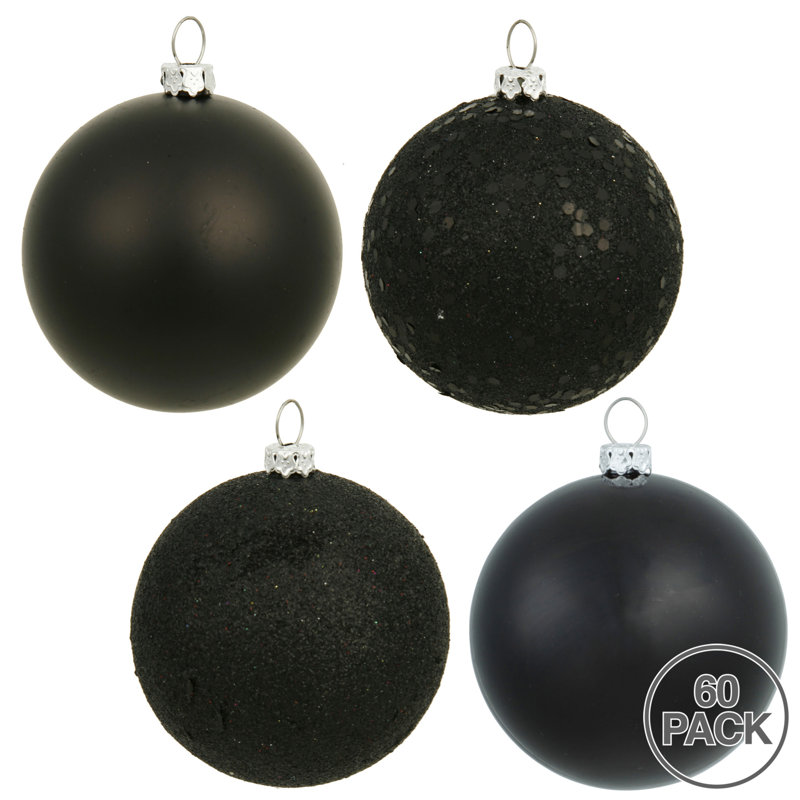 Ornement boule de Noël 2,4 po, Noir