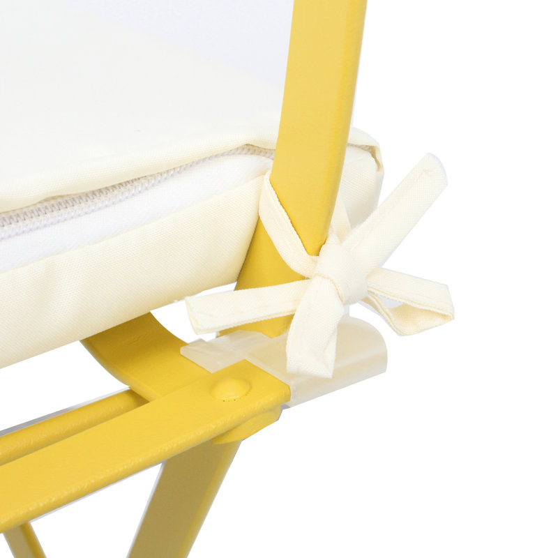 Yellow Patio Bistro 3 Pieces , Metal Chair Table, With Rust- Finish, Foldable For Portability, Easy To Clean, Cushioned Chairs Balcony Table - Yellow, Strong And Construction, Steel Frame, Design,