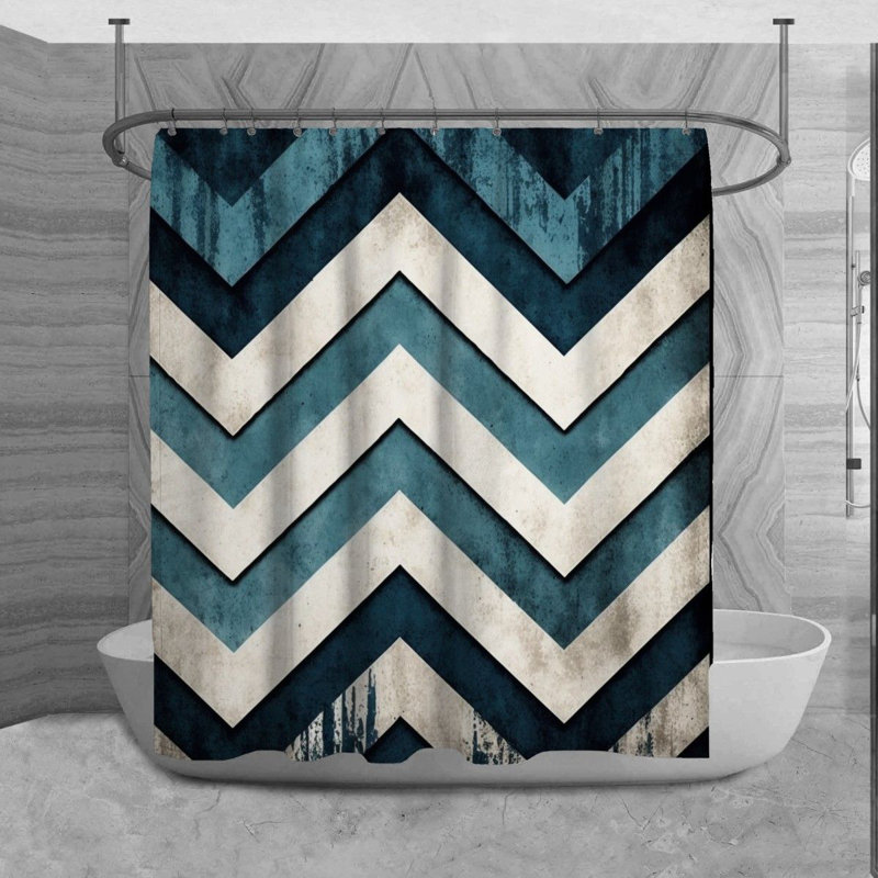 Rideau de douche Millstadt, H 84 po x l 70 po, Bleu / Argent