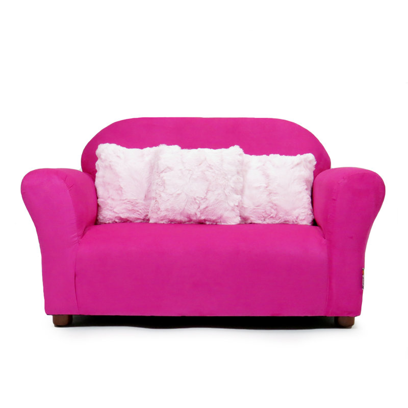Spitzer Kids Club Sofa with Accent Pillows, Hot Pink