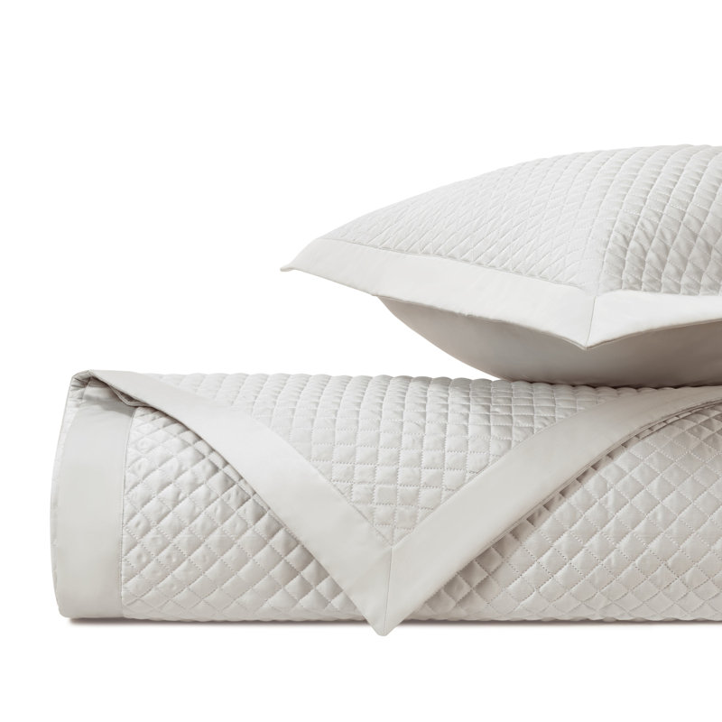 Diamond 100% Cotton Sateen Coverlet, King Coverlet, Oyster