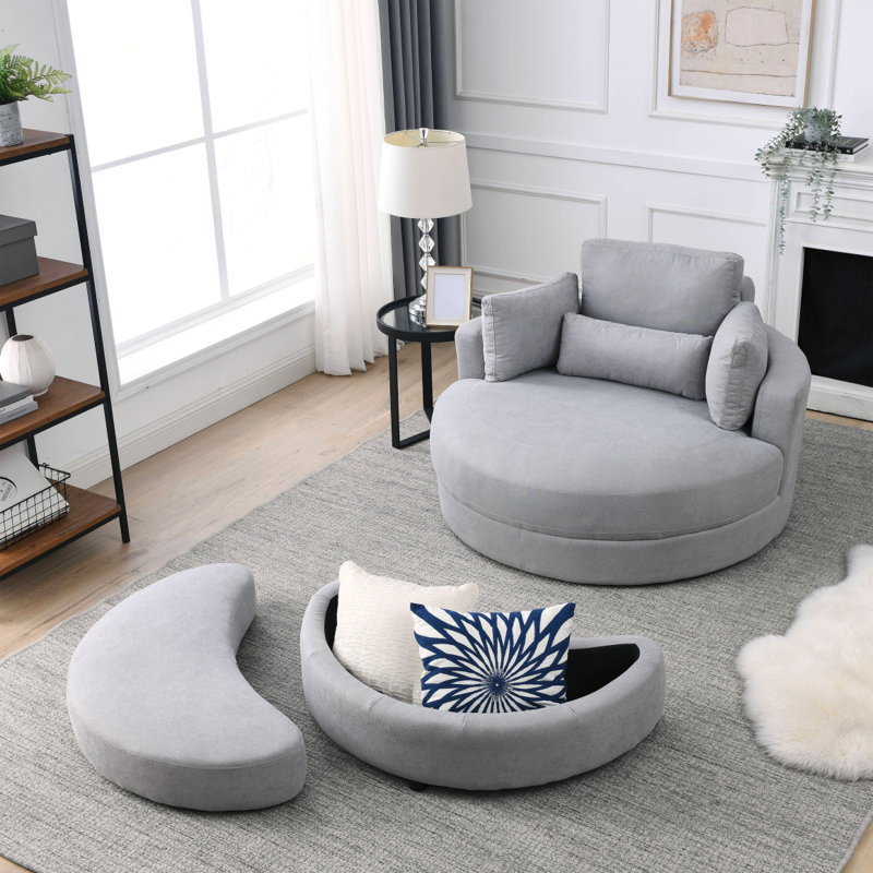 Canapé moderne avec accoudoir pivotant Welike, Gris clair