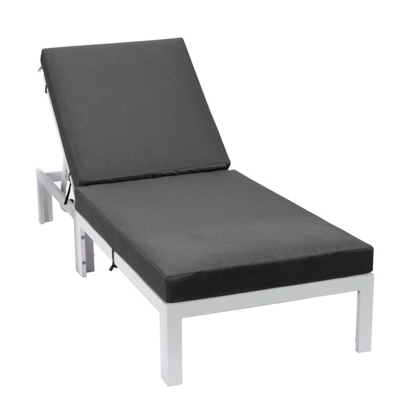 Chelsea Outdoor Metal Chaise Lounge , Cushion Included, Black, White