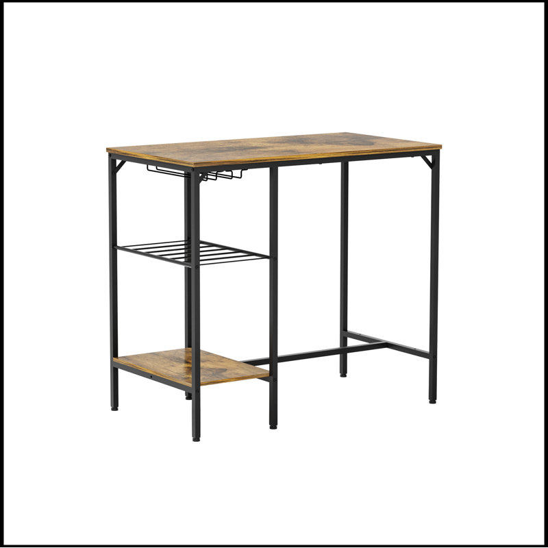 Bar Table and Chairs Set for 2, 3 Pieces Pub Dining Table Set, 2 Bar Stools PU Upholstery Seat