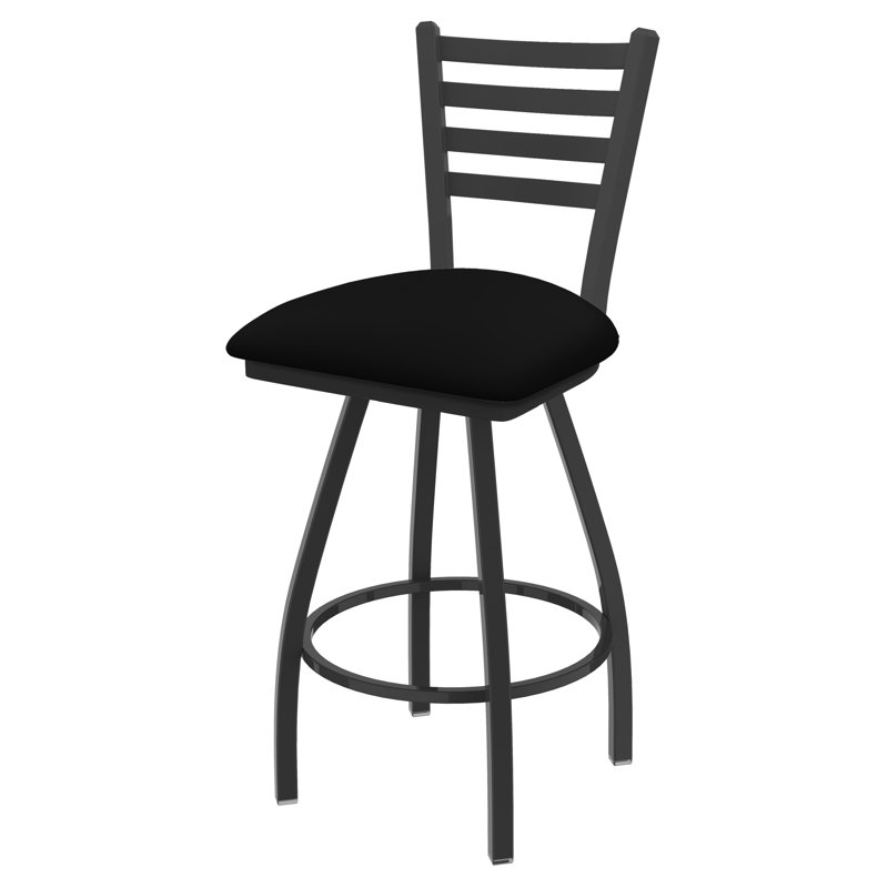 Tabouret de bar pivotant de 36" Evers, Vinyle - vinyle noir, Étain, Extra Tall (36” Seat Height)