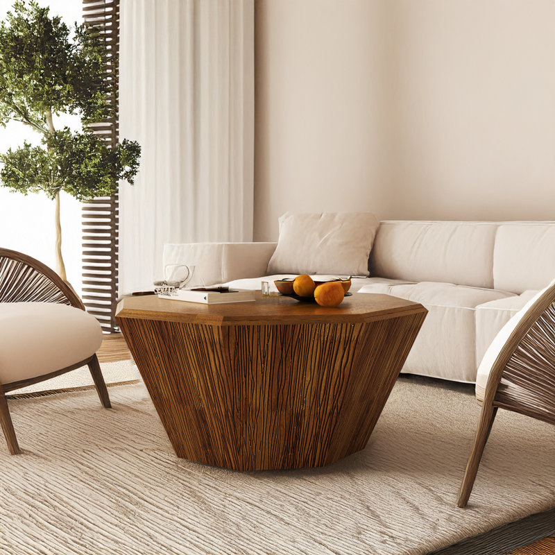 Table basse 31,5 "octogonale en bois d'hévéa, Naturel