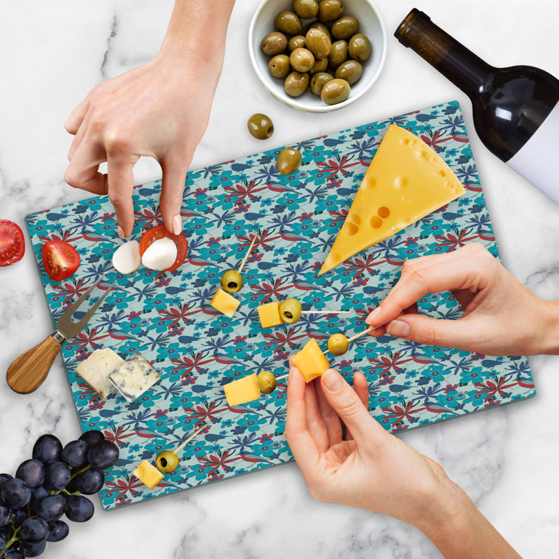Ambesonne Birds Cutting Board Large Size Branches and Little Birds Multicolor