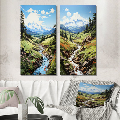 «Green Mountains Summer Peaks Pastoral», 2 pièces