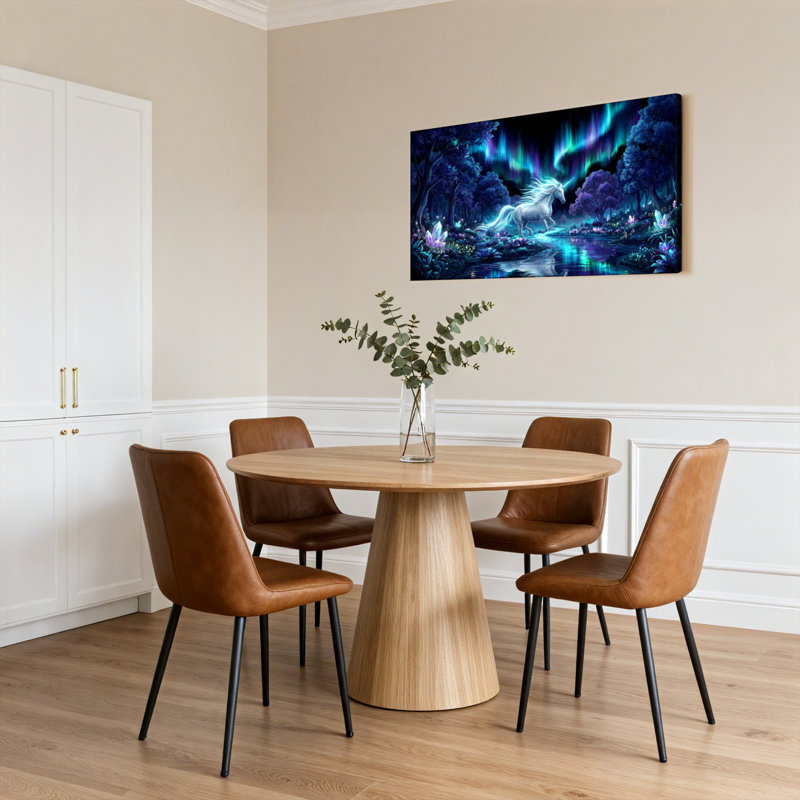 Ensemble de 1 tableau sur toile tendue Licorne Forêt d'Aurore, H 16 po x l 32 po